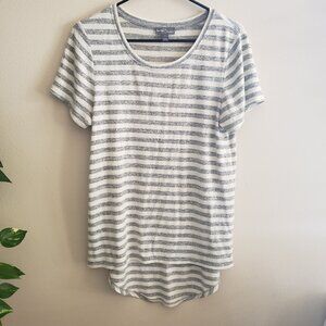 Markey & Spruce Oversized Gray Striped Hi-low Sweater Small